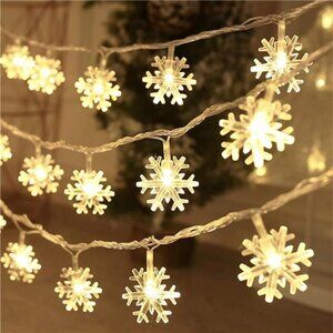 Christmas snowflake string lights 20ft 40 LED battery operated indoor outdoor